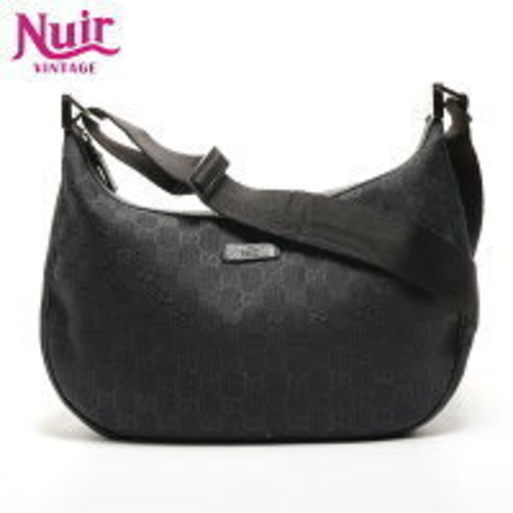 Gucci GG Canvas Half Moon Shoulder Bag Black